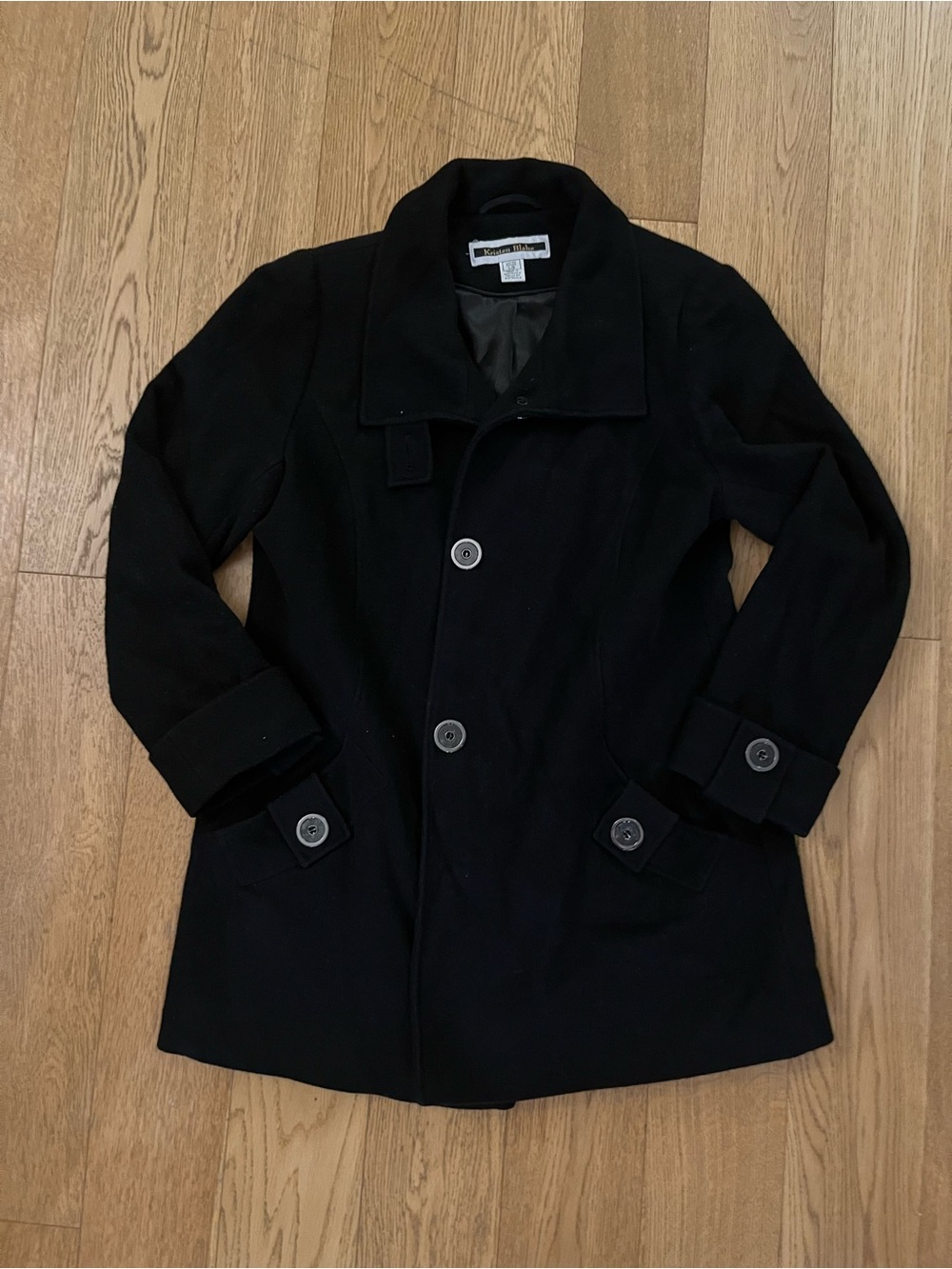 Kristen Blake Black Wool Blend Peacoat Jacket Womens Large Australian Fabric